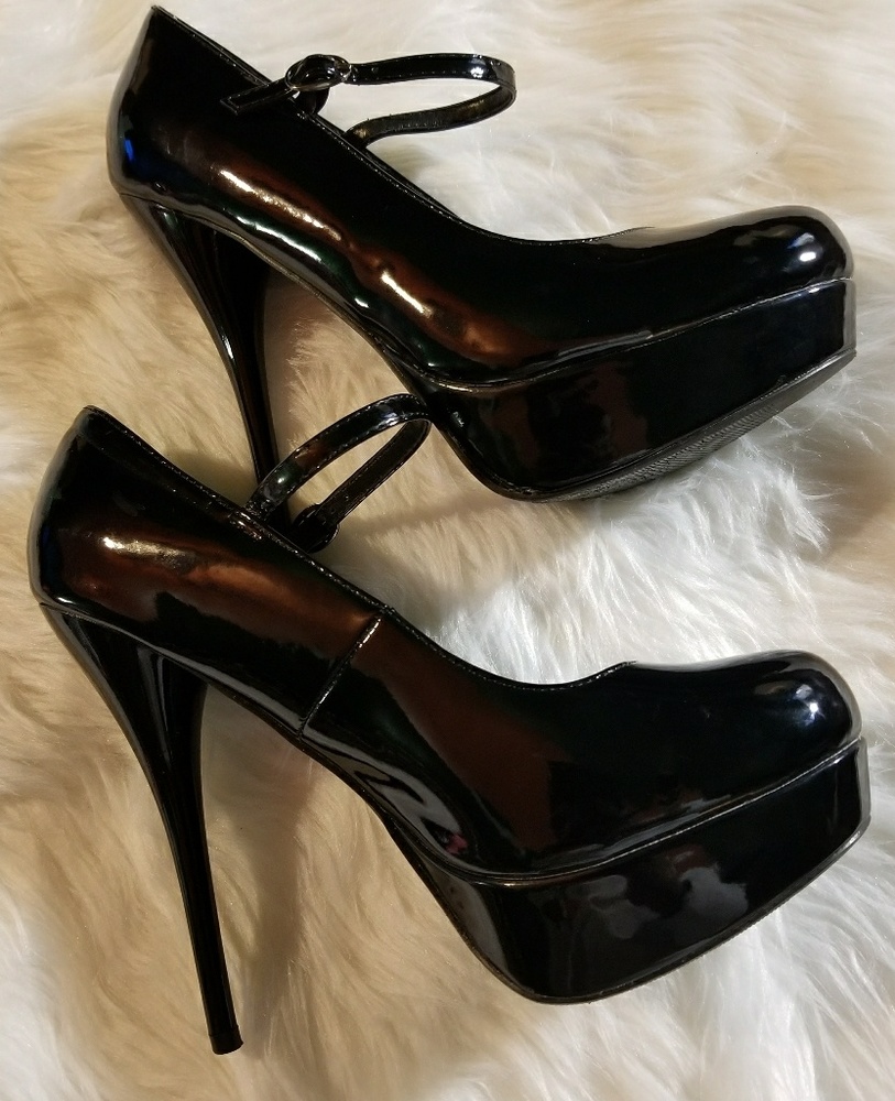 Black Patent Leather Stiletto Mary Janes